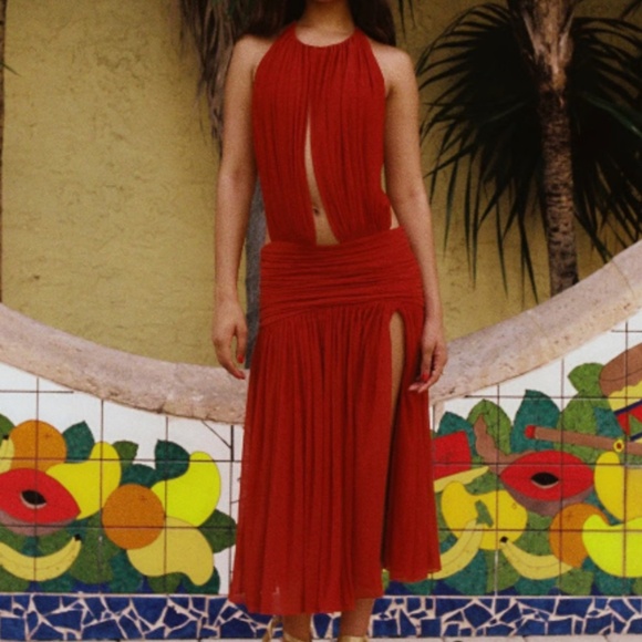 Mirror Palais La Piscine Lady Length Dress in Scarlet - Picture 1 of 5